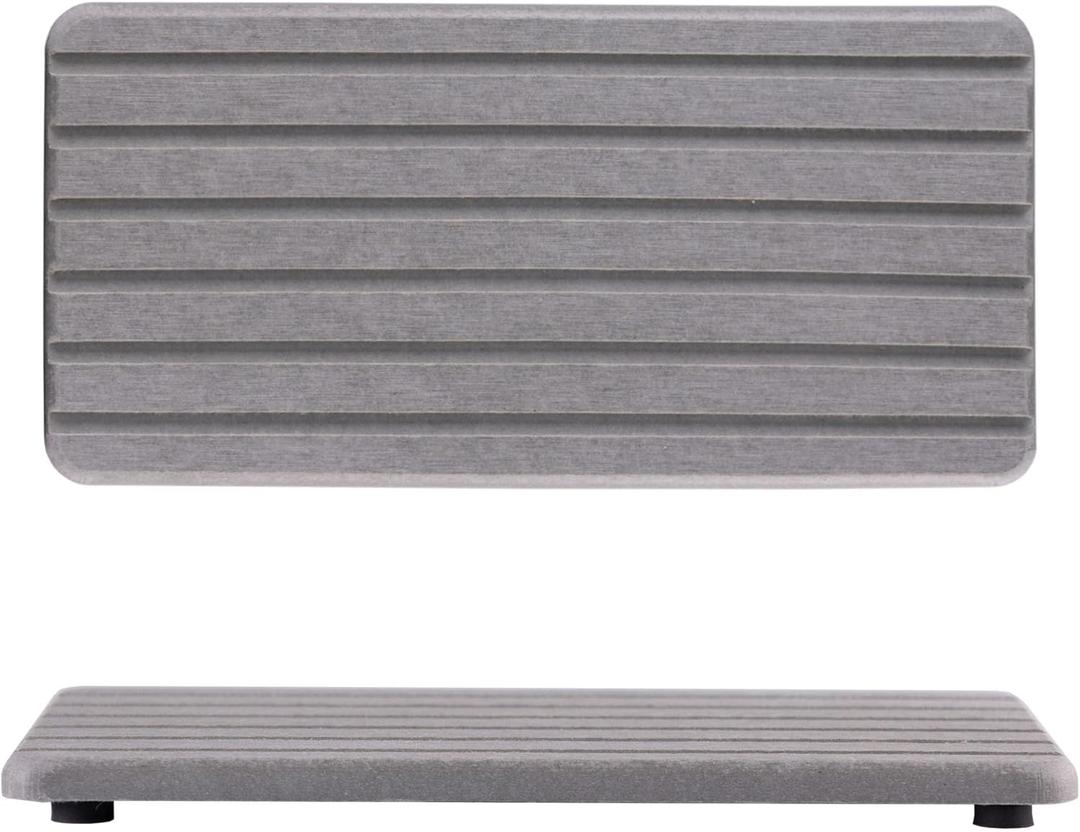 2 PCS Water Absorbent Diatomite Coasters Rectangle, Grooved Design, Water Absorbing Stone Used for Hand Soaps & Plants & toiletries in The Modern Home (8.3" x 4"/21 x 10cm, 8.3" X 4" Grey)