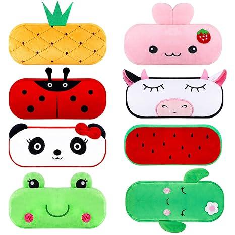 13 Pcs Cute Cartoon Pencil Cases Bulk Zipper Animal and Fruit Plush Pencil Pouch Boxes Japanses Kawaii Stationery Bag, Back to School First Day of School Supplies