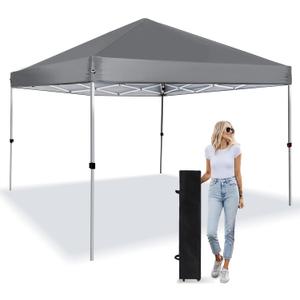Pop Up Canopy 8X8 FT,Portable Sun Instant Shelter w/Backpack Bag,Waterproof,Adjustable Straight Leg Heights Canopies,Outdoor Tents for Parties,Camping,Commercial Event,Grey