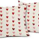 Kawani Valentine's Day Pillow Covers 18x18 Inch Small Red Pink Hearts Outdoor Decorative Throw Pillow Covers Set of 2 Pink Valentines Day Pillowcases Cushion Covers for Home Couch Decor