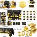 Graduation Party Decorations 2026 Kit, Black Gold Congrats Grad Class Of 2026 Supplies Set, 2026 High School College Graduation Decorations, Graduate Backdrop Tablecloth Balloon Garland Boxes Banner