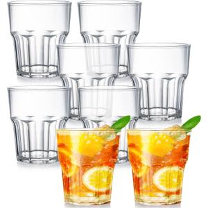Tebery 8 Pack Clear Plastic Tumblers Cups, 8 Oz BPA-Free Reusable Drinking Water Cup, Small Mini Stackable Juice Cup, Unbreakable