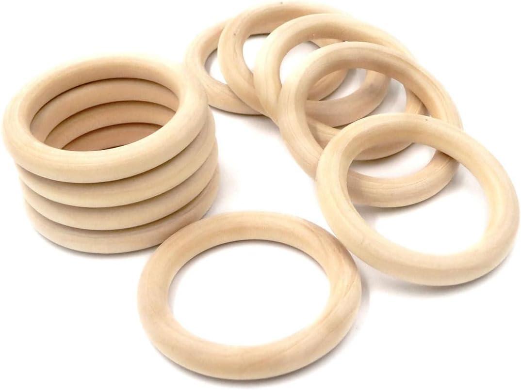 4 Inch Width Wooden Rings 10PCS for Macrame, Jewelry Making, and DIY Crafts, Unfinished Smooth Wood Rings, 2/5 Inch Diameter