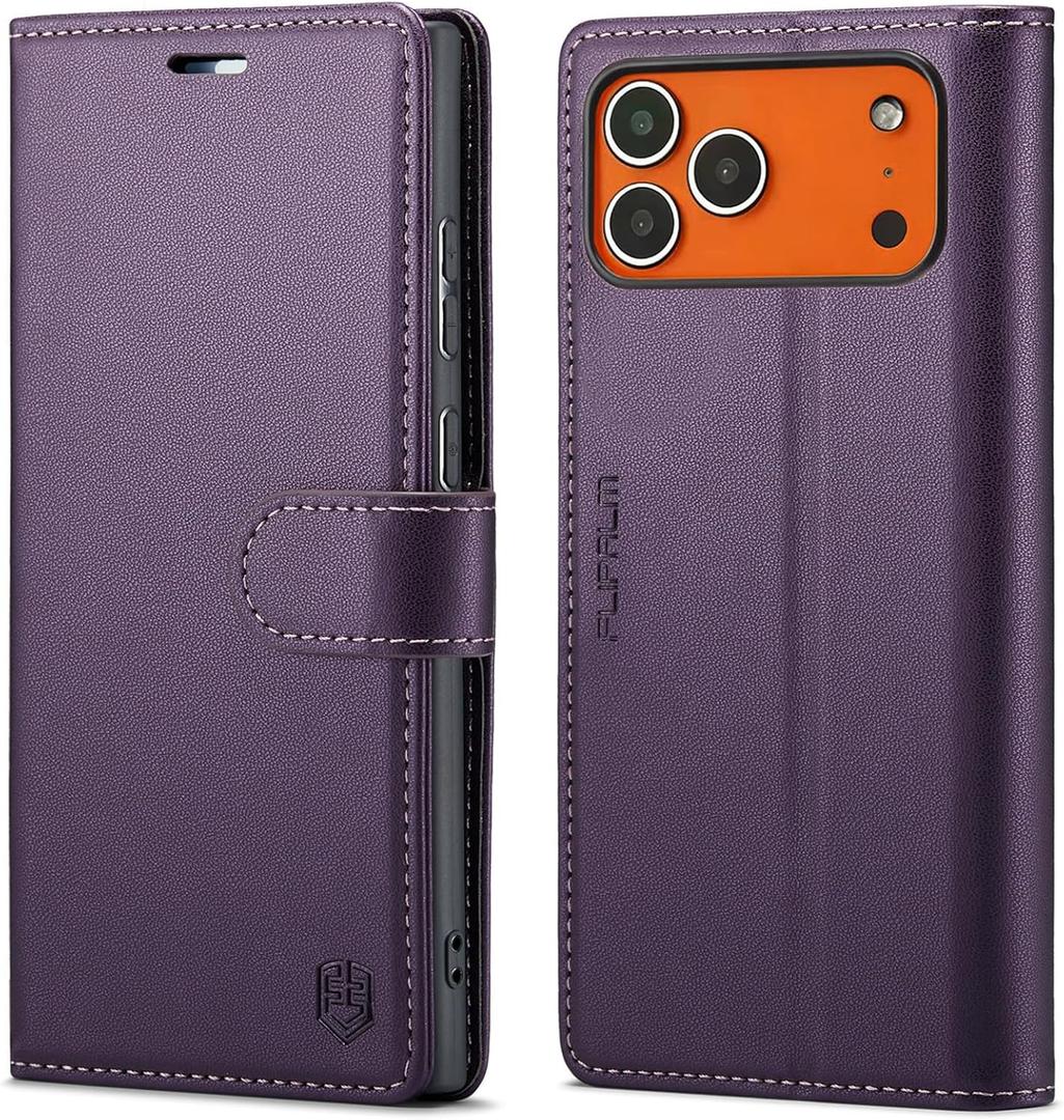 Wallet Case for iPhone 17 Pro Max with Credit Card Holder,PU Leather Folio Flip Kickstand Protective Shockproof Cover for Apple 17 Pro Max Phone Case (Purple, for iPhone 17 Pro Max - 6.9'')