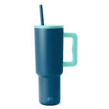 Simple Modern 40 oz Trek Tumbler with Handle and Straw Lid | Cup Holder Friendly Insulated Stainless Steel Travel Mug | Almond Birch