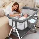 Baby Bassinet with Wheels, 6 Heights, Deep Gray, Crib
