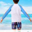 Boys Two Piece Swim Set Zipper Rash Guard Swimsuits Long Sleeve Bathing Suit for 4-12 Years (5-6 Years, Light Blue Paddleboard)