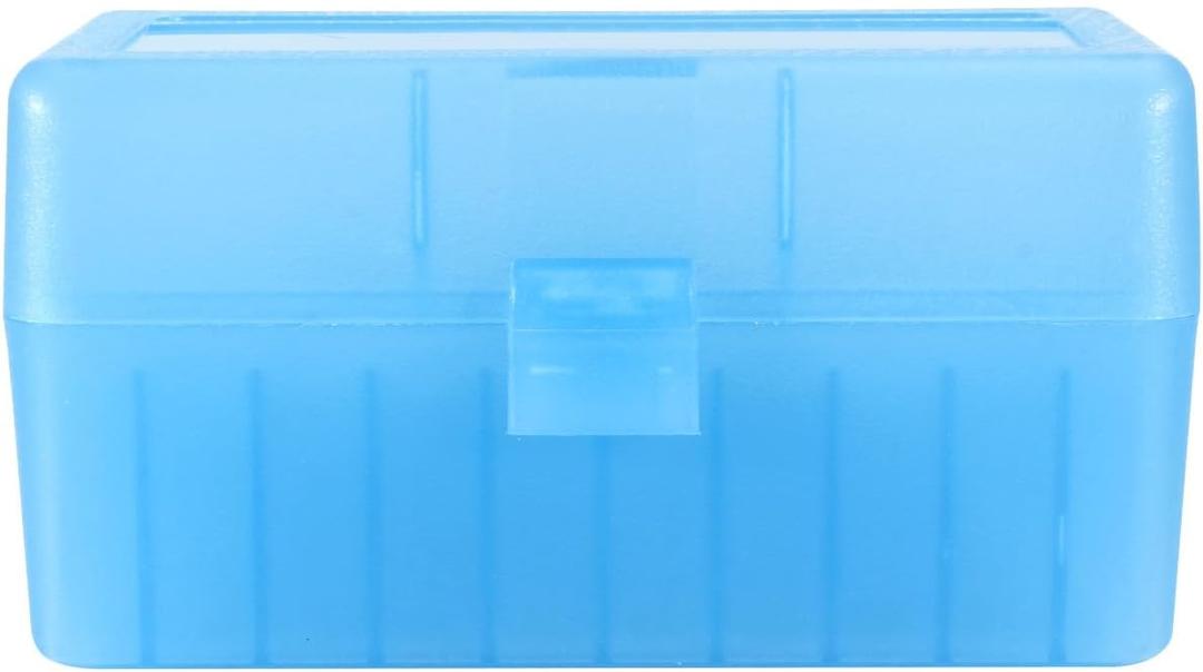 50 Round Rifle Ammo Can | Durable Plastic Ammo Storage Box with Lock | Waterproof Box, Bullet & Tool Organizer for Travel & Range | Secure Locking Ammo Container (Blue)