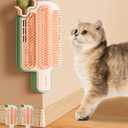 Catnip Toys for Indoor Cats 2 Pack, Stick on Wall Cat Brush with Catnip Ball Toys, 2 in 1 Massage & Self Groomer, Corner Brush (Orange)