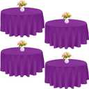 4 Pack Round Tablecloth 120 Inch Polyester Washable Fabric Table Covers for Wedding Dining Table Buffet Parties Banquet Decoration（Purple）