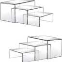 6 Pcs Acrylic Display Risers, 2 Sets Small Size Clear Shelf Riser, 0.15" Thick Acrylic Risers Display Stands, Clear Risers for Dessert, Cupcake, Candy, Figure Jewelry Showcase ((3"x4"x5")x2Set)
