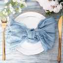 Nydotd 6pcs Cheesecloth Napkins 20 x 20 Inch Boho Dinner Napkins Wrinkled Rustic Linen Table Decorative Cloth Napkins for Wedding Party Baby Shower Easter Family Everyday Use(Dusty Blue)