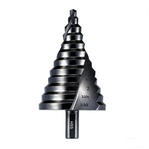 12 Sizes Step Drill Bit, 1/4 to 2-3/8 inch Black High Speed Steel Drill Cone Bits for Sheet Metal Hole Drilling Cutting, Sprial Unibit Extra Large 2-3/8 inch