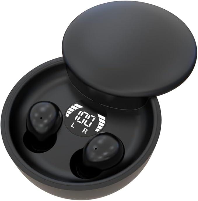sunvito Sleep Earbuds Bluetooth 6.0, Mini Invisible Silicone Sleep Earbuds for Side Sleepers, Noise Blocking Sleeping Headphones, Hidden Earbuds with LED Display for Small Ears, Sleep & Relax (Black)