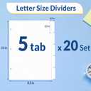 SUNEE Binder Dividers with Tabs for 3 Ring Binder, 8.5 x 11 Paper White Binder Dividers Blank with 5 Tabs, 20 Sets Page Dividers for School, Office and Home, 100 Dividers