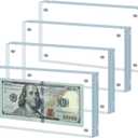 4Pcs Dollar Bill Frame Display Acrylic Dollar Bill Holder 3.9X7.8Inch for Dollar Bill Display Case Magnet Currency Display Frame (4)