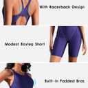 beautyin Women's Boyleg One Piece Swimsuit Racerback Athletic Bathing Suit (Purple, L)