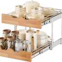 OCG Pull Out Cabinet Organizer 17" W x 21" D, 2 Tier Slide Out Shelf, Heavy-Duty Pull Out Drawer for Cabinets, Base Cabinet Organization for Kitchen, Pantry, Bathroom