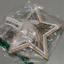 Christmas Star Tree Topper, Wooden 3D Star Glittered Hollow Plug-in Christmas Tree Topper Decoration with LED Light & 6-Hour Timer Function for Indoor Office Holiday Xmas 7.87" x 8.86" (White)