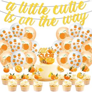 Little Cutie Baby Shower Decorations Include A Little Cutie Is On The Way Banners Cake Cupcake Toppers Balloons Orange Tangerine Theme Party Supplies