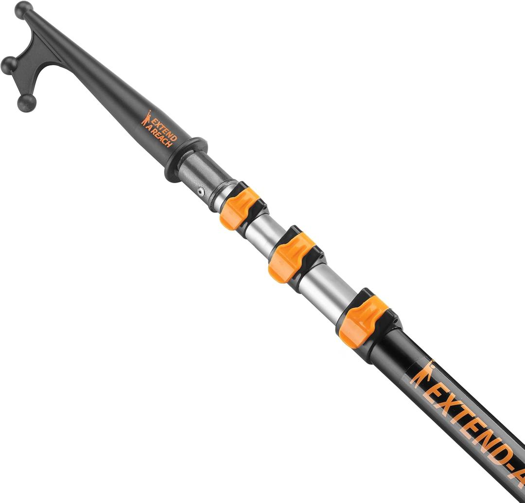Telescoping Boat Hook Pole for Docking / / 5-12 ft Extension Push Pole for Boating / / Aluminium Dock Pole with Hook / / Multi-Purpose Telescopic Pole: Non-Slip, Durable, Floating, Lightweight & Sturdy