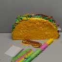 Sratte Taco Piata Set Mexican Birthday Party Decorations Cinco De Mayo Fiesta Theme Taco Pinata with Plastic Stick and Blindfold for Mexican Themed Party Supplies Favors, 15 x 8 x 3 Inches, Yellow