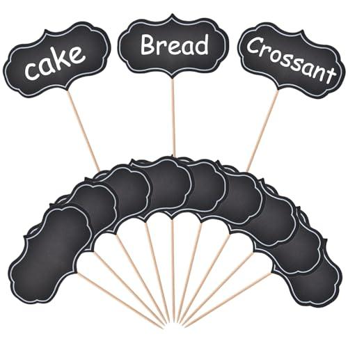 ALINK 50 Pcs Cheese Markers, Food Labels for Charcuterie Board, Blank Toothpick Flags for Appetizer Signs, Cupcake Toppers Sandwich Picks for Christmas, Wedding, Party Decorations - Black