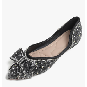 Flats Shoes Women Rhinestone Wedding Flats Comfort Pointed Toe Ballet Flat Shoe Low Heel Dress Shoes Sparkly Flats for Women, Size 260