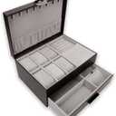 Jewelry Box for Men 2 Layer Jewelry Organizer with 2 Drawer for Storage Display Rings Necklaces Earrings and Watch Black