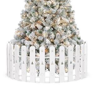 Christmas Tree Fences: 35 Pieces 16.5" Tall White DIY Christmas Tree Gate Picket Fence Border for Xmas Holiday Party Decoration - 4.6 x 16.5 Inches Decorative Plastic Tree Barrier