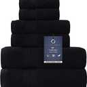 COZYART Black Bathroom Towel Sets 6Pcs 650 GSM 100% Cotton Bath Towel Set for Bathroom Super Absorbent Durable Luxury Set with 2 Bath Towels, 2 Hand Towels, 2 Washclothes
