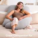 Momcozy Pregnancy Pillows for Sleeping, U Shaped Full Body Pillow for Pregnancy Women with Removable Jersey Cotton Cover, 57 Inch Maternity Pillow, Grey