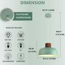 Modern Pendant Lights, 12.6inch Drum Pendant Lighting Adjustable Height Natural Wood Cap Hanging Light Fixture Green for Dining Room Kitchen,Living Room