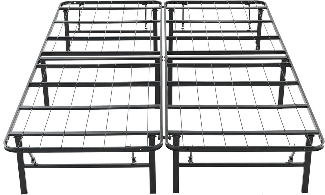 Hercules Folding Metal Bed Frame, 14" Platform Mattress Foundation, No Box Spring Needed, Queen