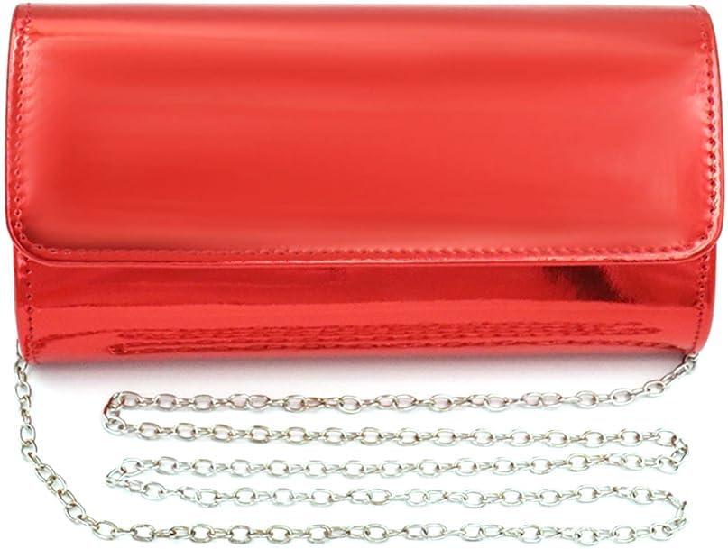Silver Metallic Purse Flap Dazzling Small Clutch Bag Evening Bag With Detachable Chain