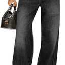 Cicy Bell Womens Wide Leg Jeans Drawstring High Waisted Baggy Straight Leg Jeans Trendy Boyfriends Denim Pants with Pockets (Gray)