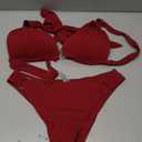 SweatyRocks Women's Ring Linked Halter Push Up Bikini Swimsuit High Stretch Bathing Suit Swimwear Set Swimming Suit Two Piece (Medium, Burgundy)