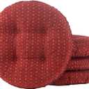 Klear Vu Raindrops The Gripper Non-Slip Tufted Barstool Cushion, Round Barstool Cover for Dining Rooms, Cafes, Bars and Restaurants, 14", 4 Pack, Red
