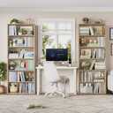 FOTOSOK 6-Tier Open Bookcase and Bookshelf, Freestanding Display Storage Shelves Tall Bookshelf Bookcase for Bedroom, Living Room and Office, Light Oak, 23.6 x 9.25 x 70.8 inches