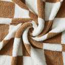 WRENSONGE Fall Checkered Throw Blanket, Burnt Orange Soft Cozy Fluffy Warm Hand Made Throw Blankets for Couch, Sofa, Chair, Bed, Camping, Picnic, Travel Lightweight Bed Blanket - 50"*70"