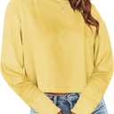 Tankaneo Womens Long Sleeve Crop Tops Loose Fit Fall Cropped Tshirt 2026 Crew Neck Casual Shirts (Small, 11-yellow)