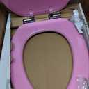 Angol Shiold Glitter Toilet Seat Molded Wood Elongated Toilet Seat with Quietly Close and Quick Release Hinges, Easy to Clean also Easy to Install (Elongated 18.5'', Pink)