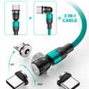 Magnetic Charging Cable (4Pack, 3.3ft/3.3ft/6.6ft/6.6ft)/360&180 Rotating Magnetic USB C Charging Cable with LED/Magnetic Charger Cable/Magnetic Phone Charger Cord-Nylon Braided for More Devices