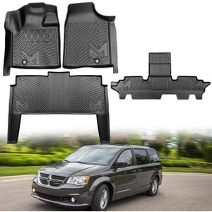 TPE Automotive Floor Mats Custom for 2011-2021 Dodge Grand Caravan 7 Seats/ 08-16 Town & Country, All Weather Protection Waterproof Floor Liner Front & Rear Row Full Set Car Mats