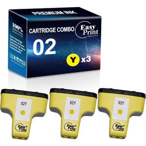EASYPRINT Compatible 02 Ink Cartridge Replacement for HP 02 Ink cartridges Used for PhotoSmart C7280 C6280 C5180 C6180 D7360 D7460 8250 C7200 (3, Yellow)