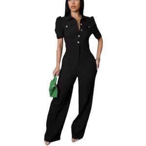 Sunlips elegant,sexy,high waisted,Women fashionable,wide leg pants,club business party button jumpsuit, S