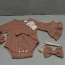 SUNNY PIGGY Newborn Baby 0-3 Months Girl Clothes Newborn Girl Outfits Pink Infant Fall Winter Outfits With Headband