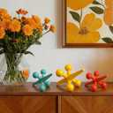 AceOrbit 3 Pcs Mid Century Modern Decor Cast Iron Jack Figurine Set Medieval Table Decor Orange Blue Yellow Cast Iron Jack Ornaments for Home Office Living Room Cabinets Bookshelves Desktop Decoration