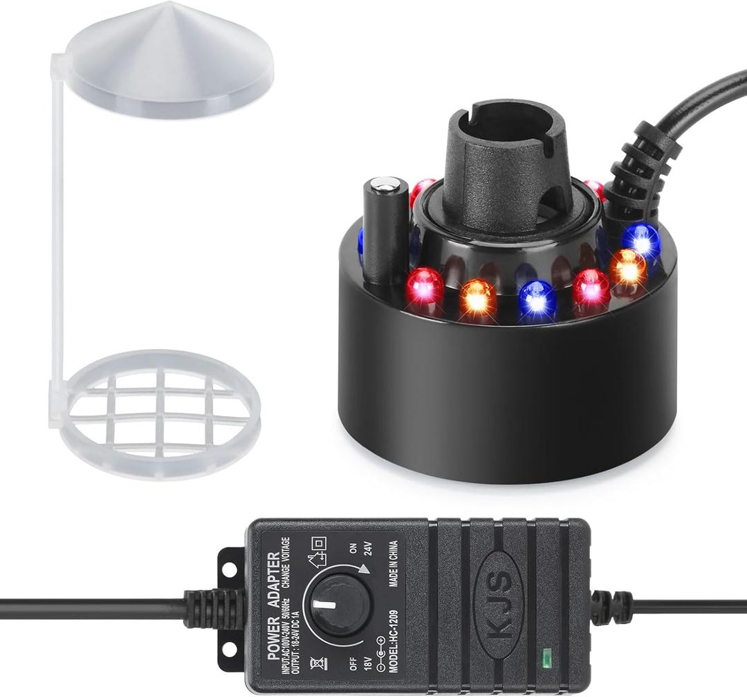 FITNATE 350ml/H Mist Maker Fogger,12 LED Color Ultrasonic Fogger, with Adjustable Fog Controller,Perfect for Water Feature, Halloween and Other Holiday Decorations