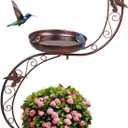 VEWOGARDEN S Bird Baths for Outdoors Metal Standing Bird Bath with Solar Lamp Vintage Garden Birdbaths with Flower Planter Pedestal(36" H * 19.6" W) (C-bronze)
